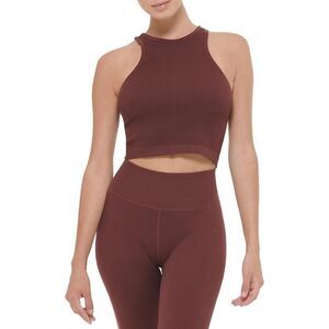 CALVIN KLEIN PERFORMANCE Crop Top Tank Womens Size XL Ribbed Brown Racerback NWT